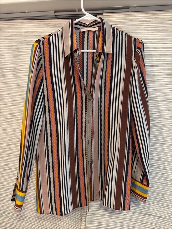 Tory Burch Tops - Tory Burch Striped Button-Down Silk Blouse